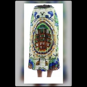 Pleated skirt with waist band stretch multi color